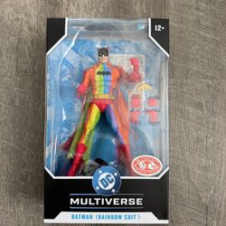 In Hand, Brand New, Never Opened Mcfarlane Toys - DC Multiverse - Batman Rainbow Suit - 7” Inch Figure - Platinum Edition