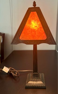 Vintage Metal Table Lamp with Mica Shade