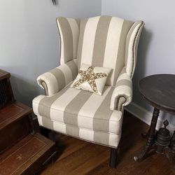 Striped Wingback Accent Chair