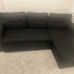 Sectional sofa/ chase lounge - Black fabric 