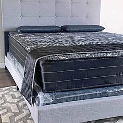 Brand New Queen Size Grey Bed Frame With New Mattress Set/Fast Delivery 