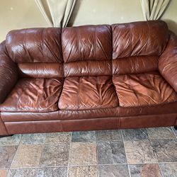 Brown Leather Sofa - $60 OBO