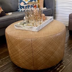 Rattan Wicker Round Coffee Table Ottoman 