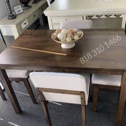 Cute! 5-Pc Dining Table Set Walnut Finish Brand New