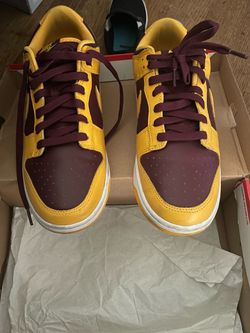 Nike Dunk Low Gold and Maroon Sneakers