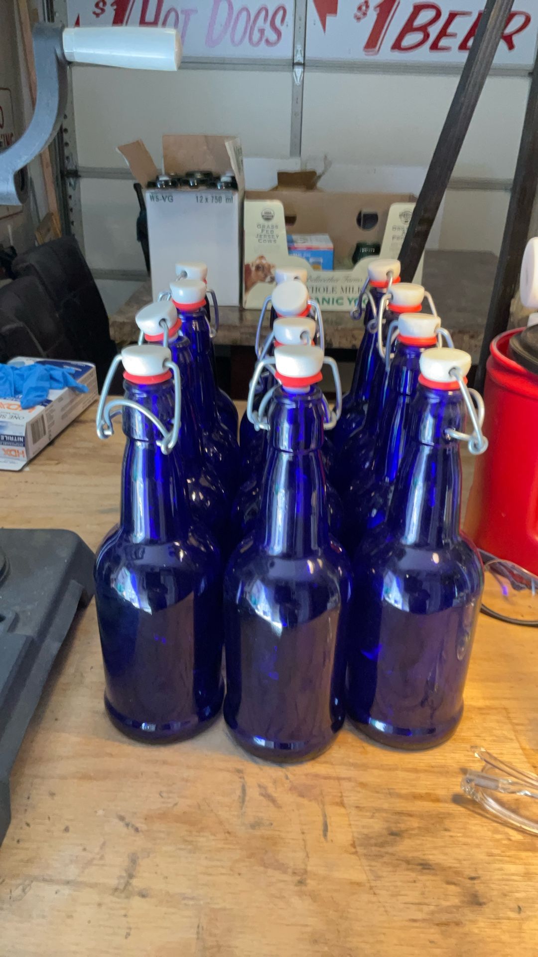 Home Brewing Cobalt Blue Bottles One Dozen