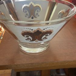 Vintage Anchor Hocking Gold Wheat Glass Serving Bowl - Mid Century Modern