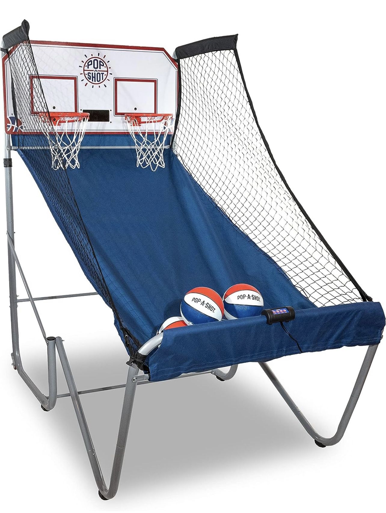 Pop-A-Shot - Home Dual Shot | Arcade Basketball Fun at Home l Infrared Sensor Scoring | 16 Game Modes | 7 Balls l Foldable Storage | for Kids Ages 6-1