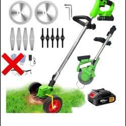 🚩semi-used🚩21V Cordless Lawn Mower, Lawn Mower with a 2.0 Ah Lithium Ion Battery and 3 Types of Cutting Blades, Compact Power Tool for Work