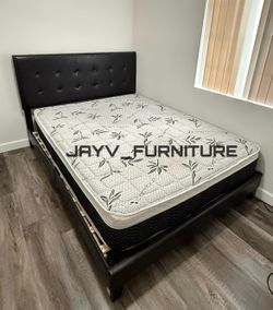 New queen bed frame with mattress