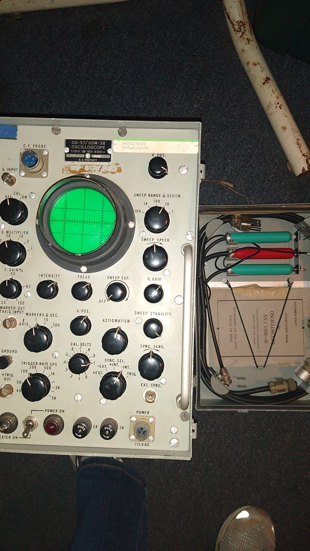 Vintage oscilloscope meter. Electrical
