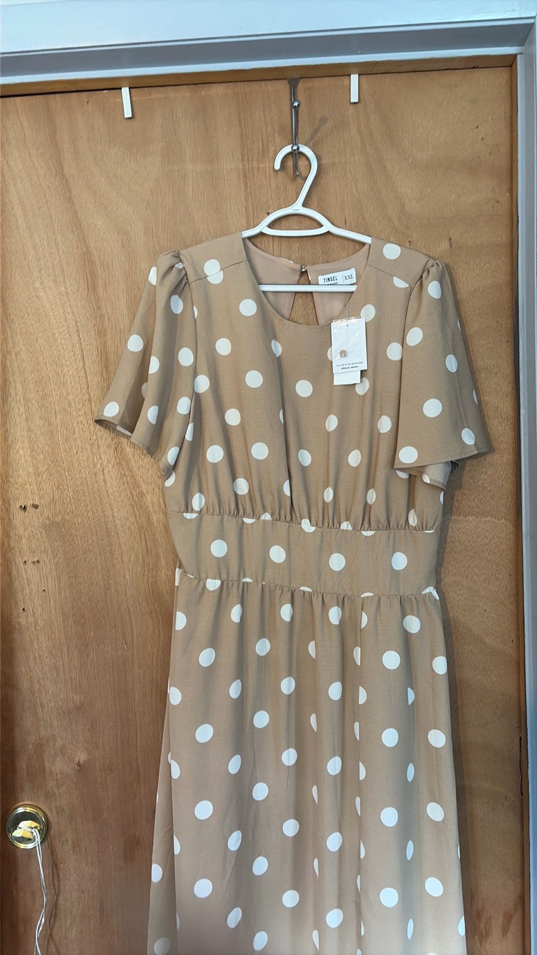 Beige n white open back dress