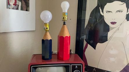 1970.  80’s original pencil lights lighting  vintage  you receive two for one price lamp Mcm