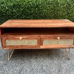 Coffee Table with 4 Rattan Storage Drawers