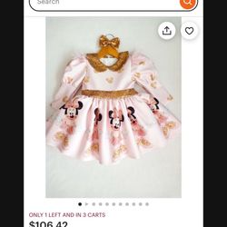 Pink Minnie Mouse Detailed Girl Dress