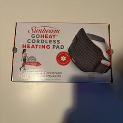 Sunbeam GoHeat Cordless Basic Heating Pad, Gray, 3 Heat Settings