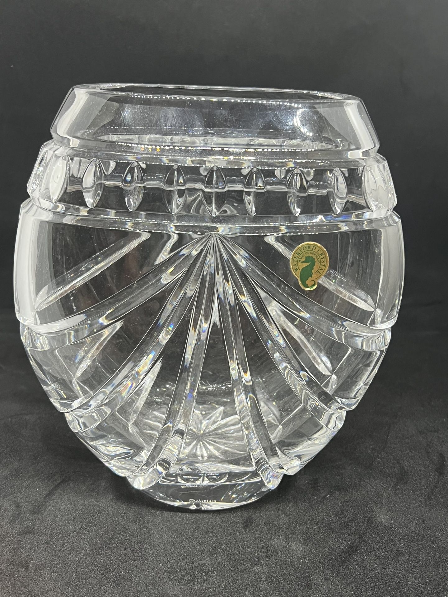 Waterford Brilliant Crystal OVERTURE ROSE VASE 1(contact info removed) Oval Vase 8” IRELAND