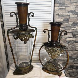 Metal Indoor  Tall Floor Bottleneck Decorative Vase