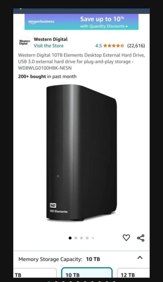 WD 10TB External Hard Drive _ Perfect Condition