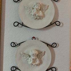 2  Ornate Cherub Mould Wall Hangings