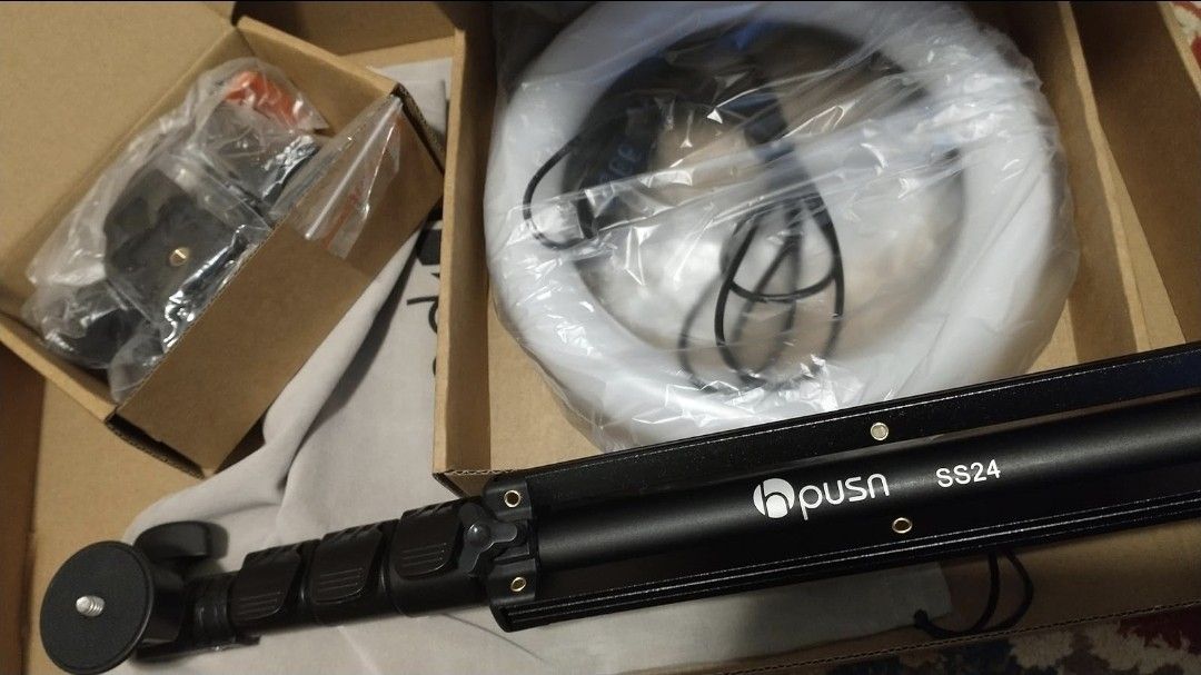 HPUSN Ring Light Tripod:Selfie Ring Light Phone Holder with Dimmable Led Ring Light for YouTube/Live Stream/Makeup/Vlog/TikTok Compatible with Smartph