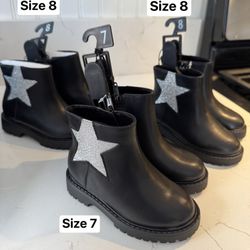 Wonder Nation Toddler and Girls Glitter Star Chelsea Boots size 7 & 8 