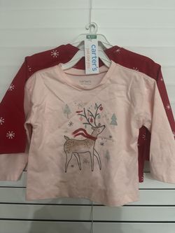 New Set Of Two Size 18 Month Carter’s Long Sleeve Christmas Shirts
