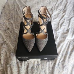 Dark Grey Sparkly Heels - Size 9M
