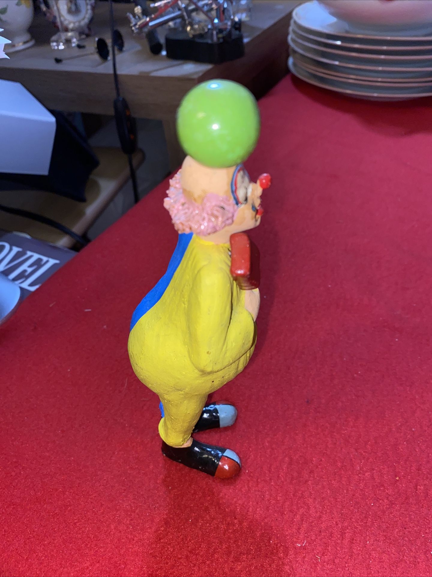 Clown ~ 7" Ceramic Colorful Balancing A Ball On His Head