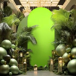 Arch Cover 7.2FT Spandex Fitted For Round Top Chiara Backdrop Stands - Birthday Party Ceremony Banquet Decor - Lime Green