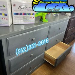 6 Drawer Pine Grey Dresser 