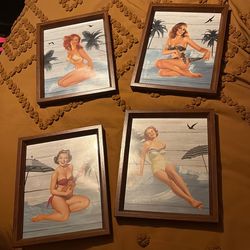 Pin up beach pics with wooden frame