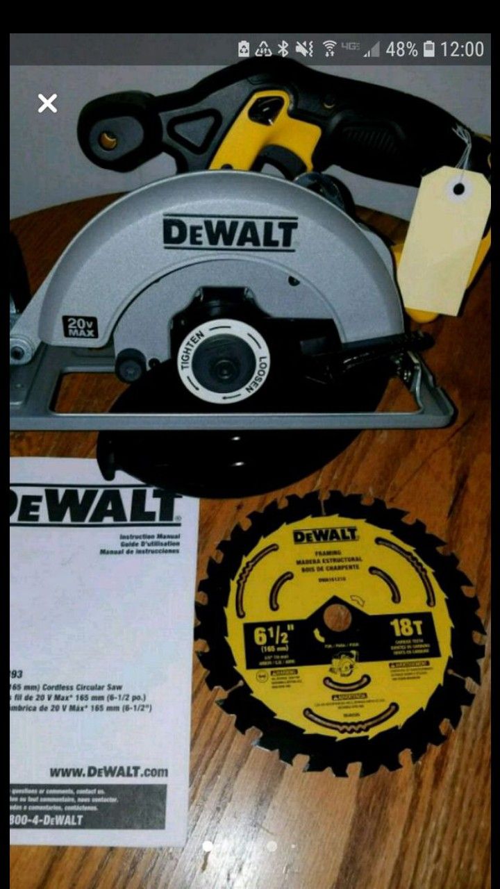 New dewalt 20v MAX circular saw [tool only]