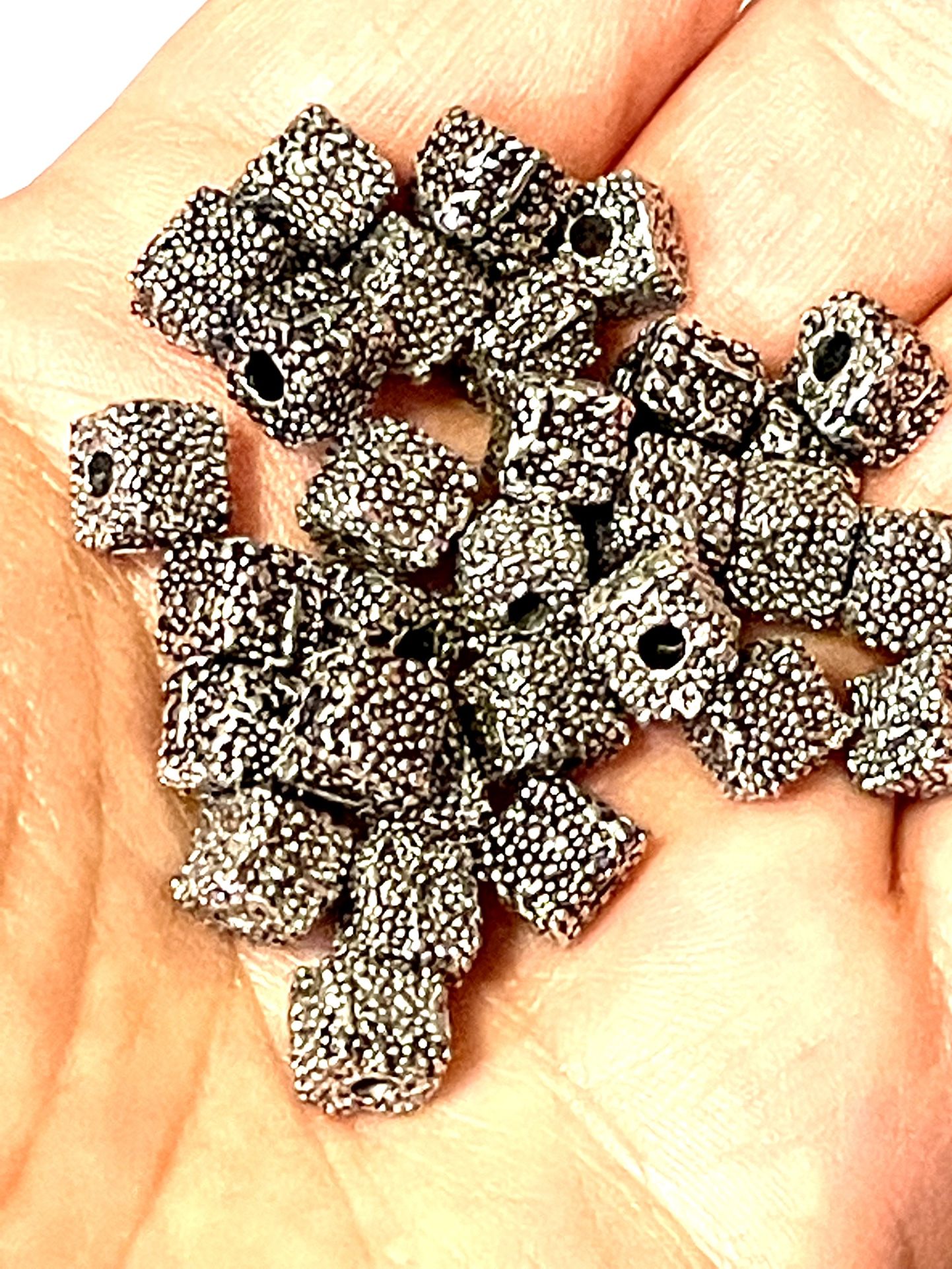 Geometric Cubed Metal Beads 