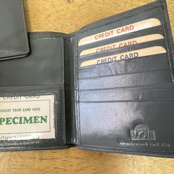  3 Vintage Bugatti Leather Wallets. Grey Goat Leather. 