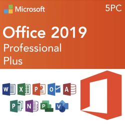 Microsoft Office 2019 Professional Plus 5 Pc Lifetime License 
