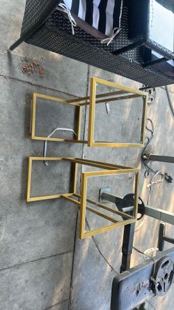 Gold glass top mini planter tables