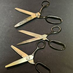 Vintage Professional, Taylor Shears, Wiss And Excell  Hi Carbon, Steel Pinking