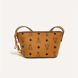 Monica Qiqi Soft PVC Bucket Bag with Zipper Closure - Multicolor (/) Grid Pattern Small Handbag, Casual Shoulder/Messenger Purse, Versatile for Everyd