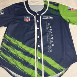 Seattle Seahawks Blue &  Green Men's Jersey- Unisex. (Missing size tag) Sz LG