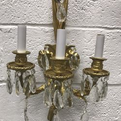 Brass And Crystal Sconces 