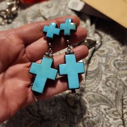 Sterling Turquoise Native American Earrings 