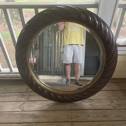 Antique Round Mirror From Late 19th Century To Early 20th Century 