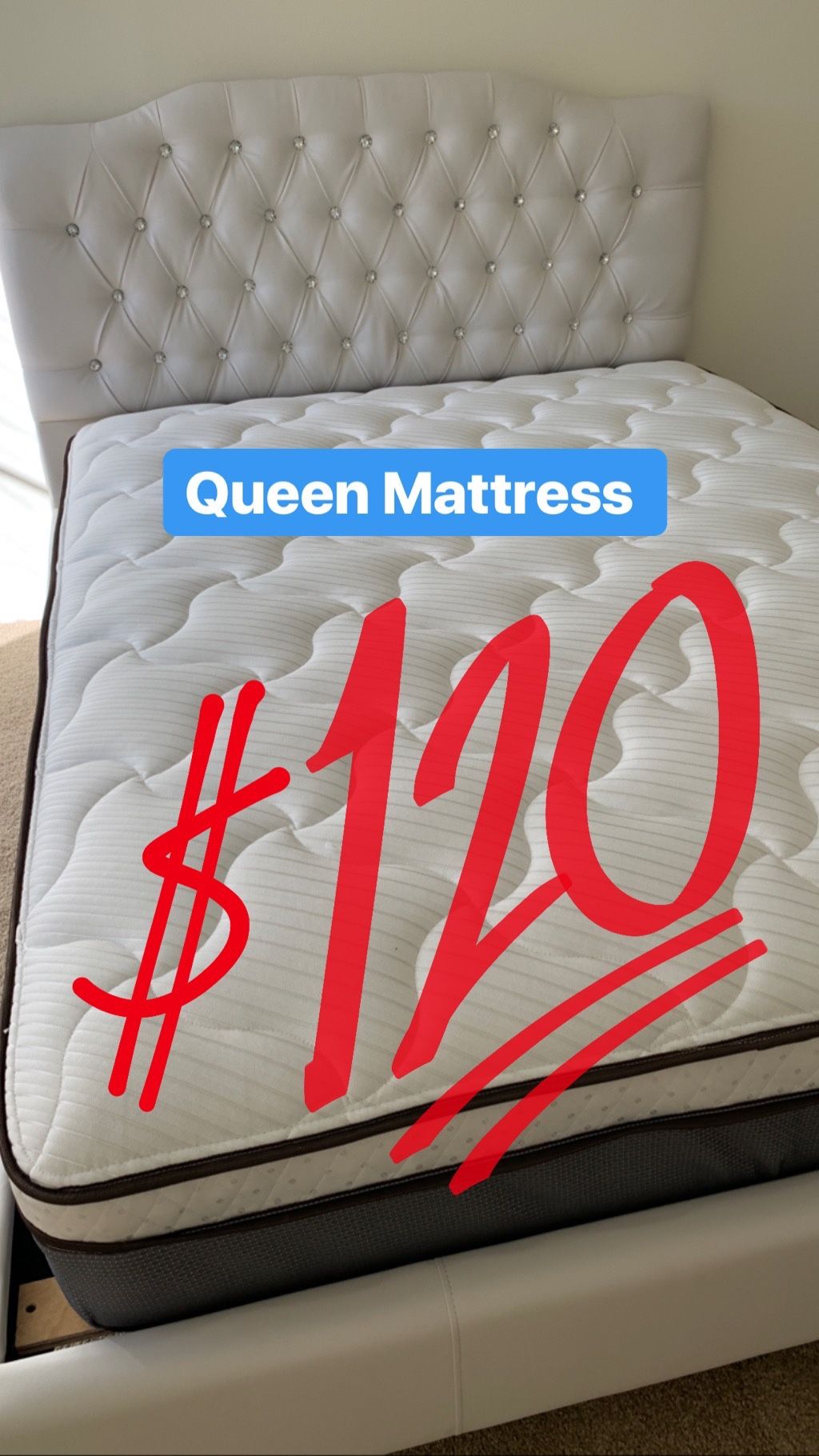 BRAND NEW PILLOW TOP MATTRESSES💯 COLCHONES NUEVOS PILLOW TOP 💯 Queen $120 ❌ $180 With Box Spring 💥💥 FULL SIZE $100 ❌ $150 With Box Spring💥 Twin $8