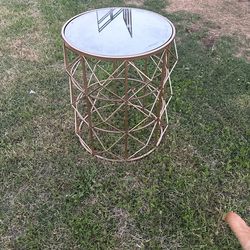 Gold Side Table With Mirror