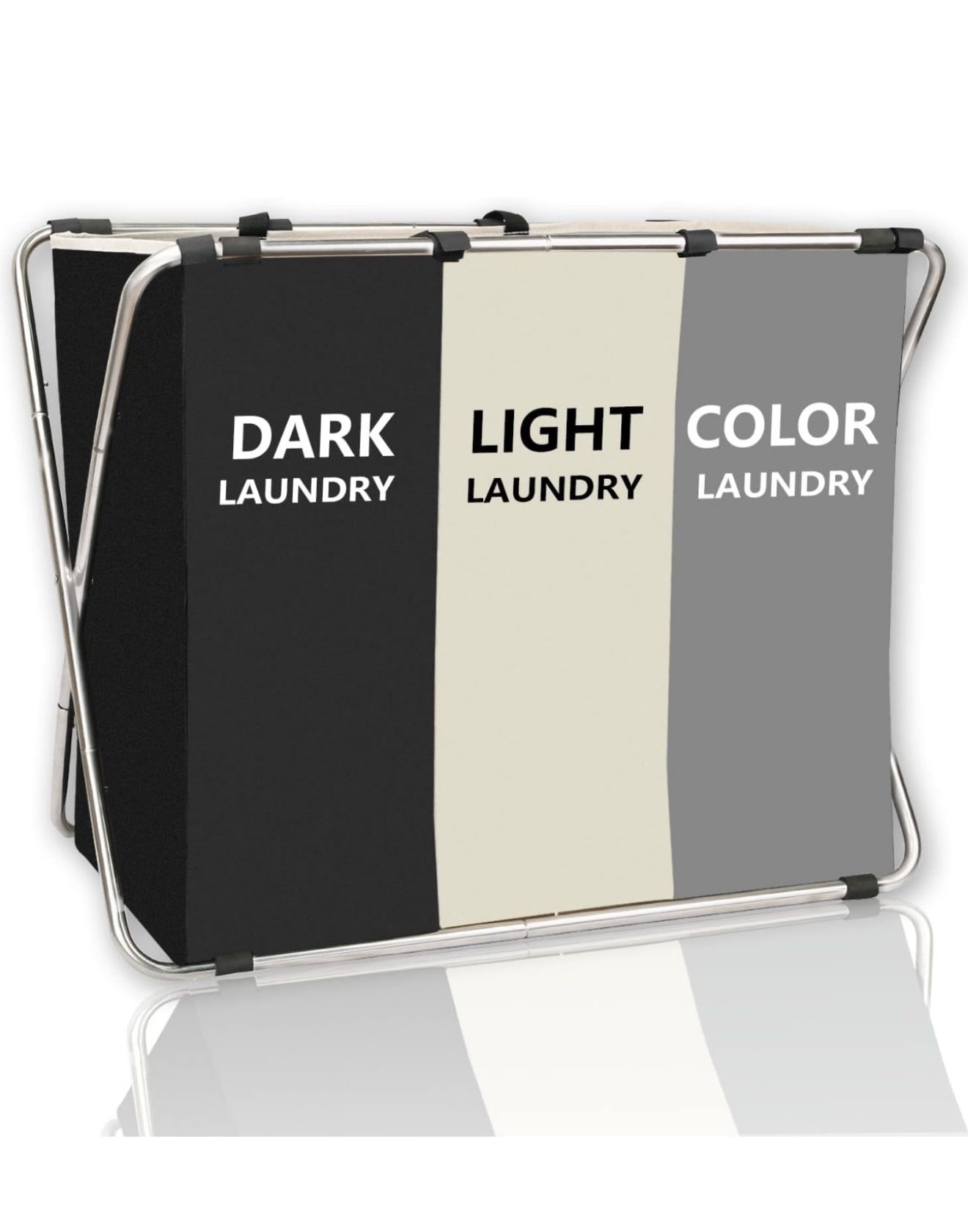 180L Laundry Basket Sorter, Large 3 Section Collapsible Laundry Hamper for Laundry Room Organization, 28" x 21"x 15" Dirty clothes Hamper Bag for Bedr