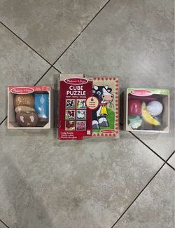 Melissa & Doug Wooden Cube Puzzle, Melissa & Doug Wooden Food Groups Set, Fruit, Bread, Grains