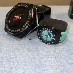 Custom G Shock Tiffany Blue Dial With Black Metal Frame And Blue Rubber Band 