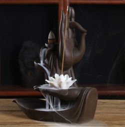 Backflow Incense Holder Burner Handmade Ceramic Lotus