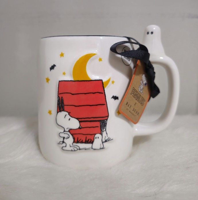 Peanuts Rae Dunn Halloween Ghost Snoopy Dog House Boo Coffee Mug Cup 2025 NWT